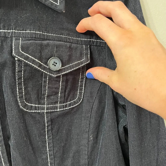 Vtg Inc International Concepts Womens Black Corduroy Jacket M Petites Button - Picture 5 of 10